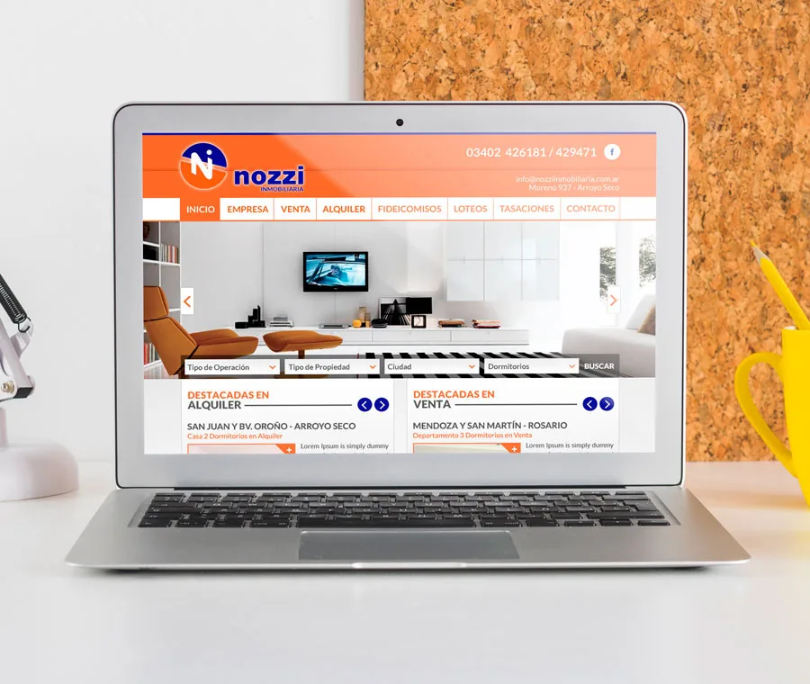 Nozzi Propiedades, Diseño, Maquetación, Programación, Sitio, Web, Institucional, Empresa, Inmobiliaria, Rosario