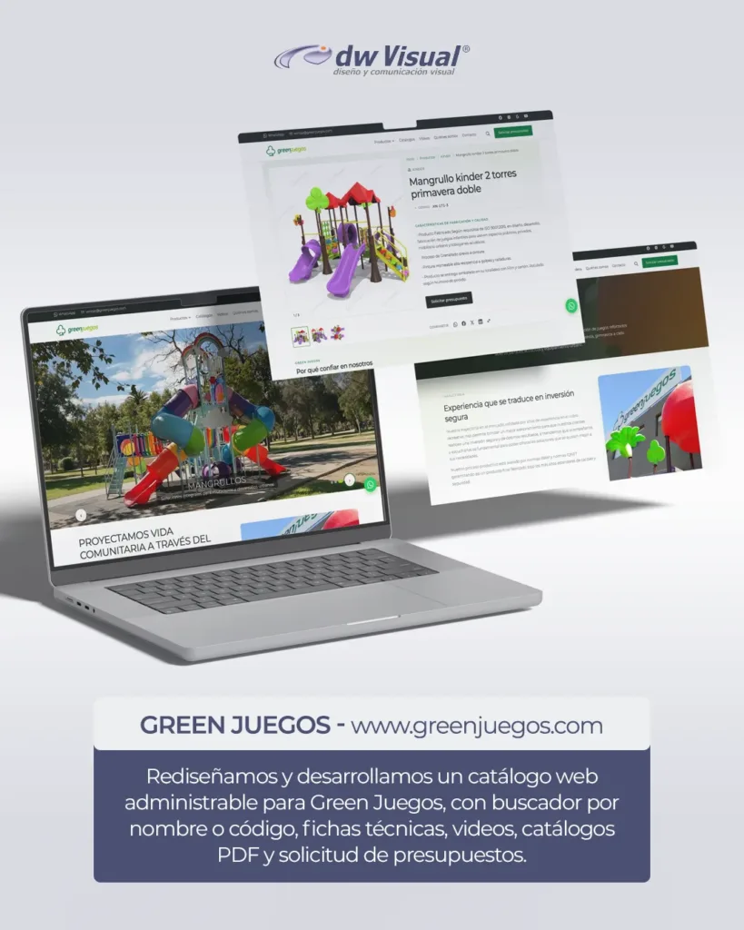 Rediseño web de Green Juegos con catálogo de productos administrable