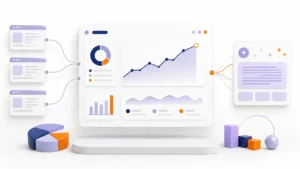 Panel de analítica que representa la visibilidad de sitios web en búsquedas con inteligencia artificial