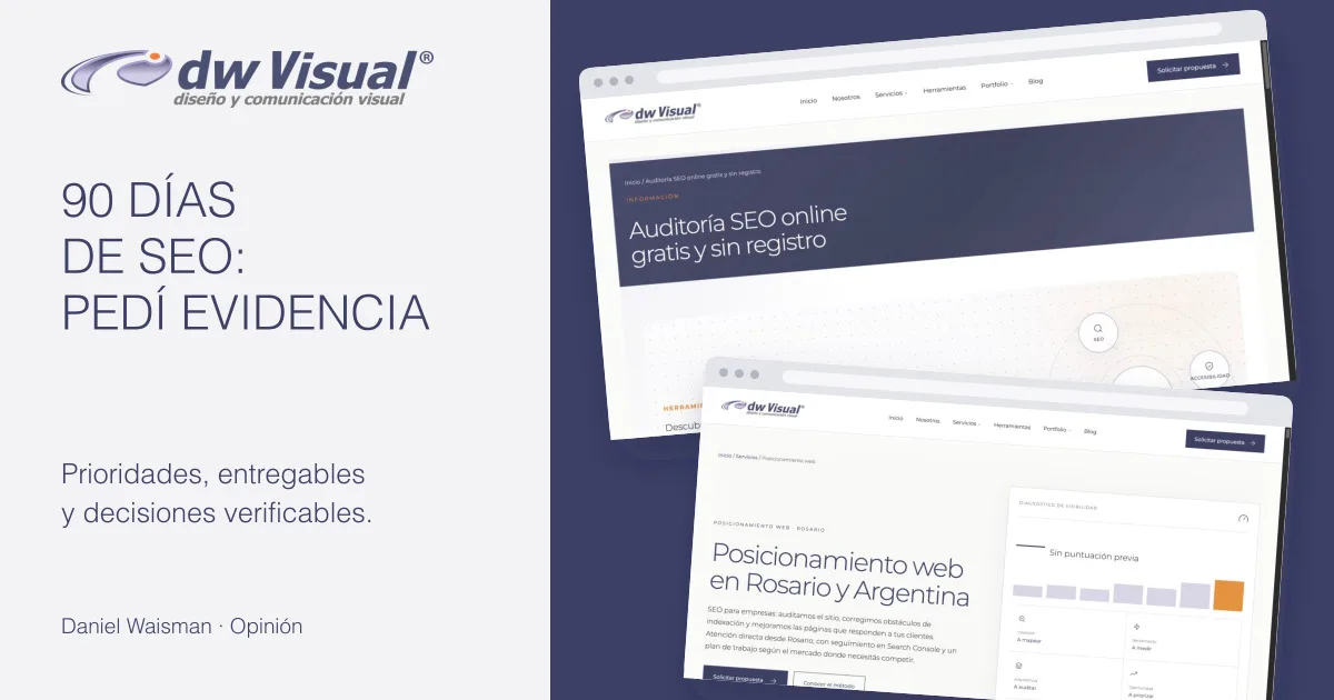 Auditoría y servicio de posicionamiento web de DWVisual, para planificar los primeros 90 días de SEO.