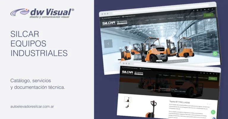 Rediseño web de Autoelevadores Silcar: portada Toyota y ficha de equipo, trabajo de DWVisual