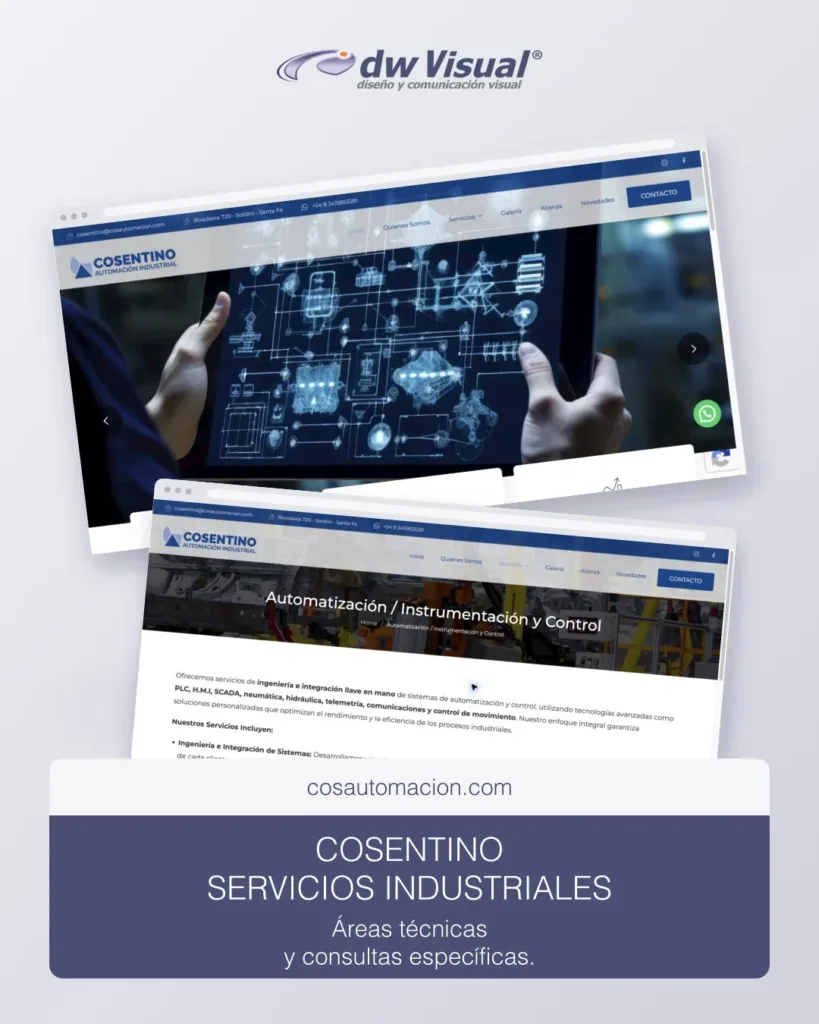 Rediseño web de Cosentino: pantallas reales del sitio en una composición de DWVisual