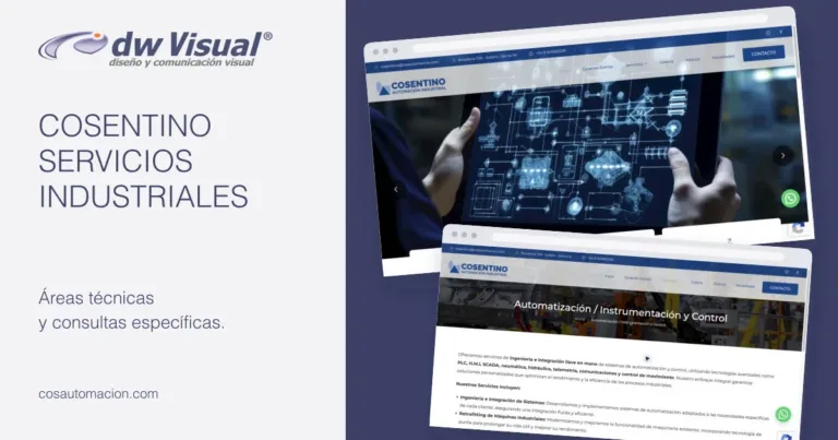 Rediseño web de Cosentino: pantallas reales del sitio en una composición de DWVisual