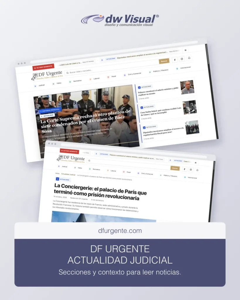 Rediseño de DF Urgente: portada y página de noticia, trabajo de DWVisual