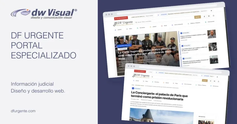 Rediseño de DF Urgente: portada y página de noticia, trabajo de DWVisual