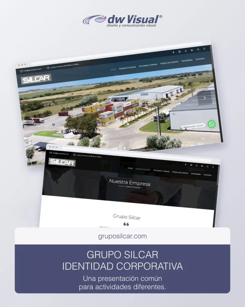 Rediseño web de Grupo Silcar: portada e información de la empresa, trabajo de DWVisual