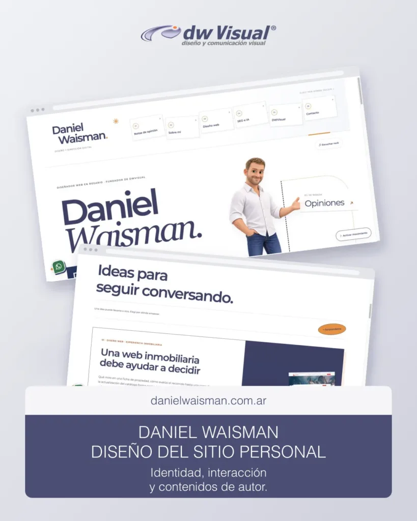 Sitio personal de Daniel Waisman: portada y archivo de notas en capturas reales del proyecto de DWVisual