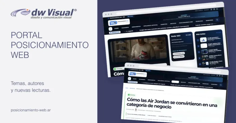 Portal Posicionamiento Web: portada y noticia en una composición de DWVisual
