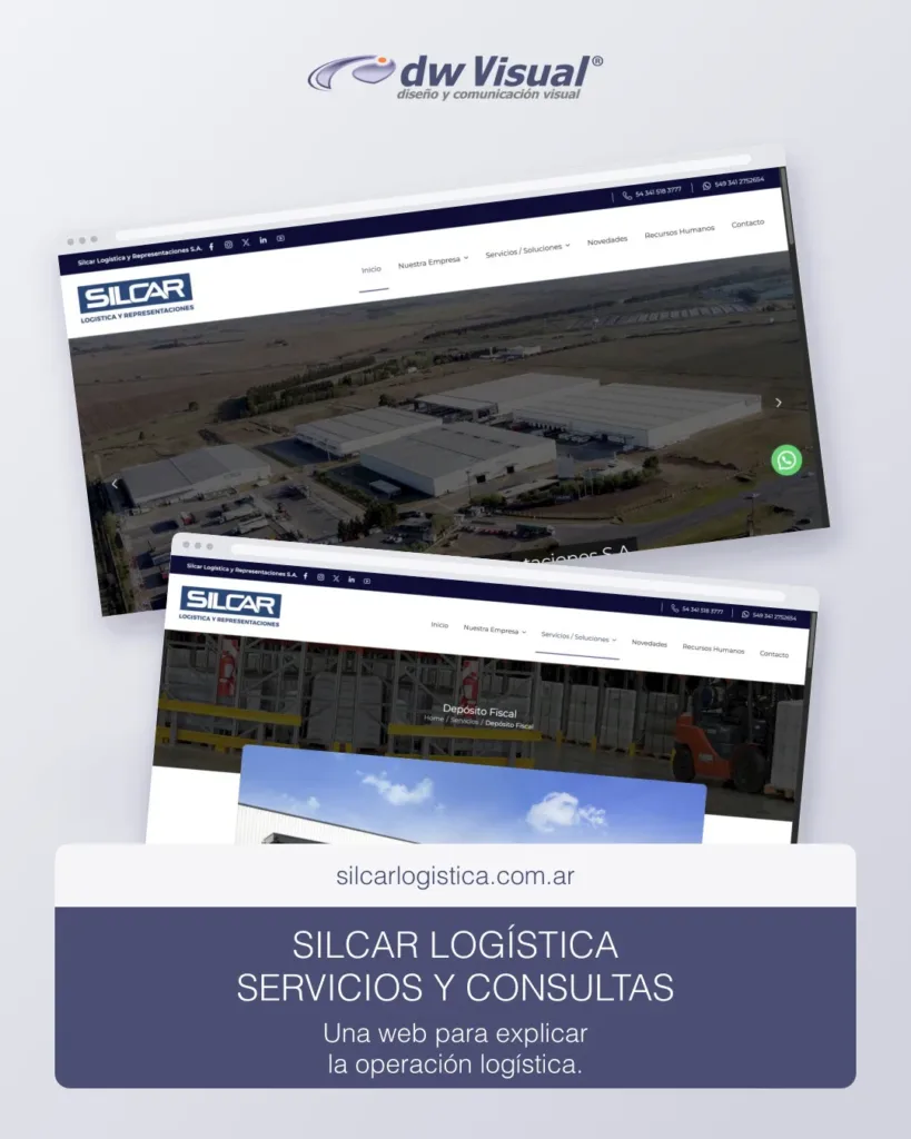 Rediseño web de Silcar Logística: portada y página de depósito fiscal, trabajo de DWVisual