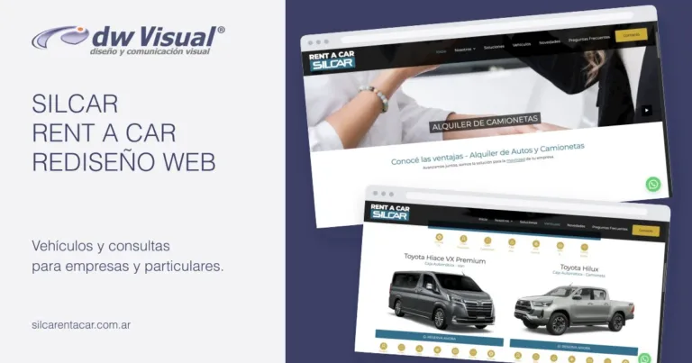 Rediseño web de Silcar Rent a Car: portada y catálogo de vehículos, trabajo de DWVisual