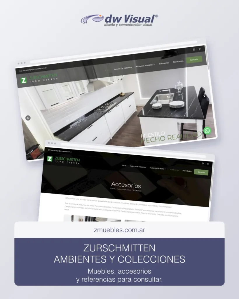 Rediseño de Zurschmitten: ambientes, colecciones y accesorios en una composición de DWVisual.